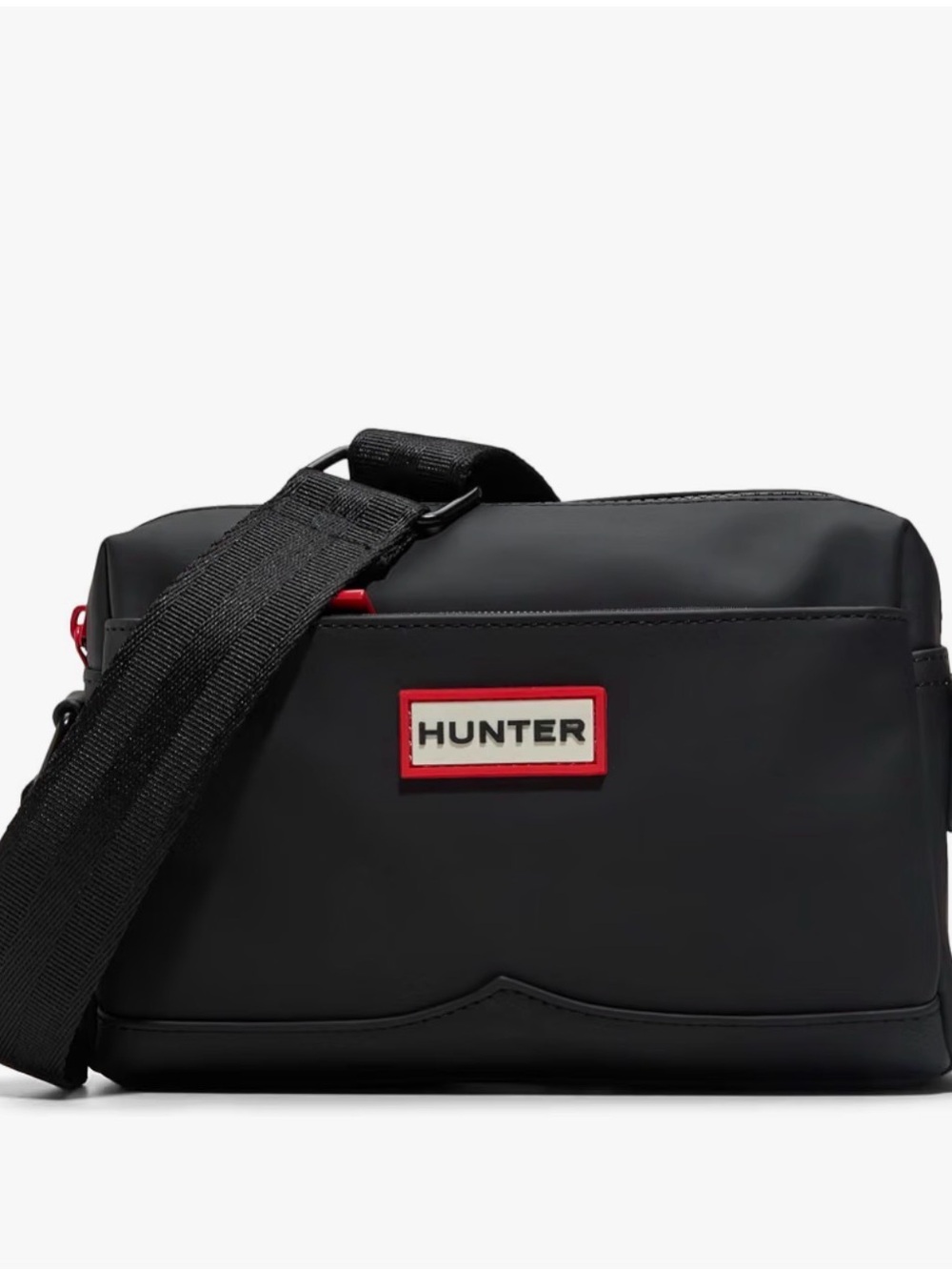 Hunter Black Crossbody Bag with Red Trim